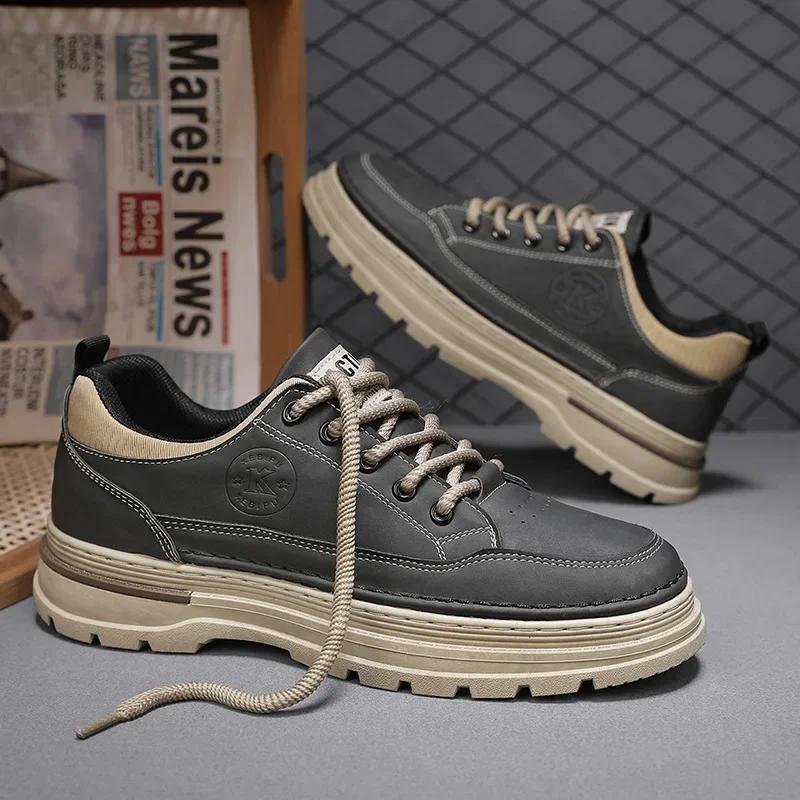 Men's Platform Boots Fashion Casual Desert Trendy Versatile Non-slip Sports New Comfortable Hiking Shoe Work Boot Bota Masculina