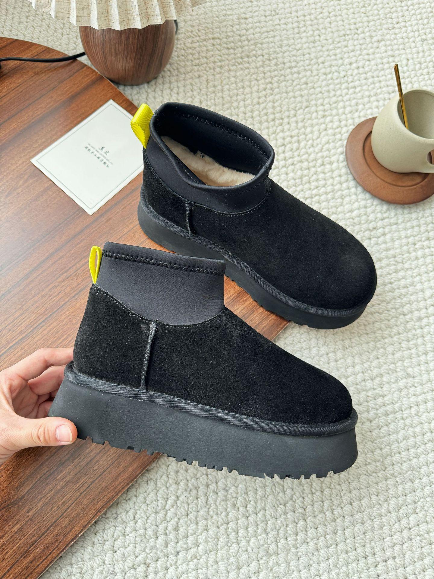 

Женские зимние ботинки на толстой подошве из эластичной ткани Sangpo с интегрированным мехом, увеличивающие рост, ботинки из глубокого шерстяного бархата, теплая хлопковая обувь, зима 40 чёрный