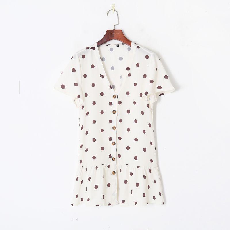 

Женская одежда Контрастный цвет Горошек Короткий рукав Приталенное Милое платье Dot S