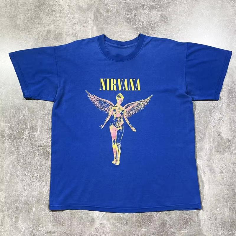 Nevermind Okładka Albumu Czarny NIRVANA Koszulka Zespołu Bawełniana Koszulka Graficzna Unisex Damska Letnia Streetwear