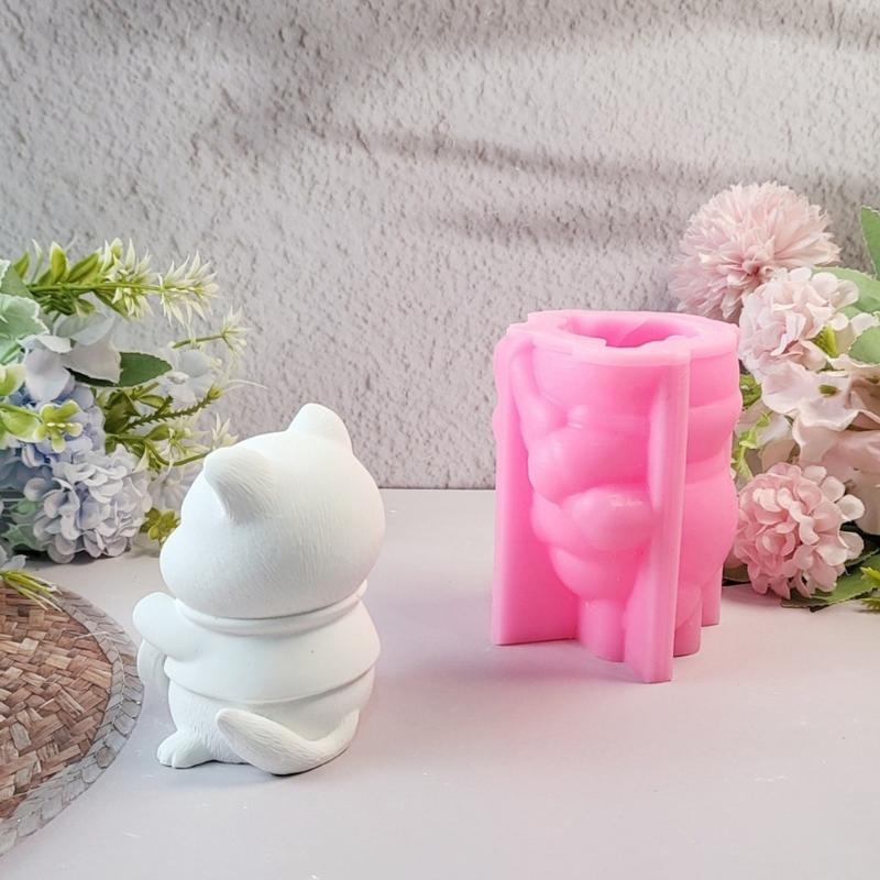 Silicone Mould 3D Guitar Cats Candle Molds Handmade Ornament Molds Animal Molds Casting Molds for Home Table Decorations