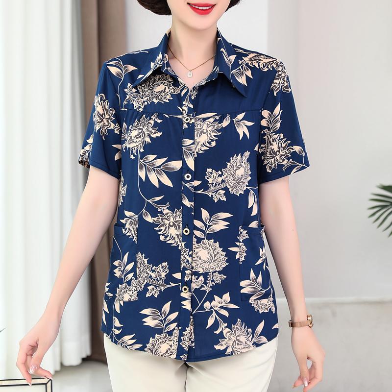 Summer Plus Size Shirts Women's Elegant Short Sleeve Summer Ladies Tops