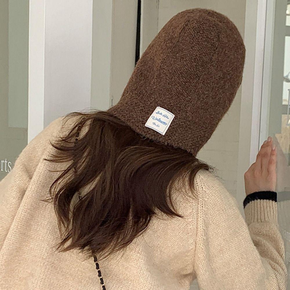 Coldproof Knitted Balaclava Hat Keep Warm Pullover Cap Sweet Neck Collar Beanies Cap  Winter