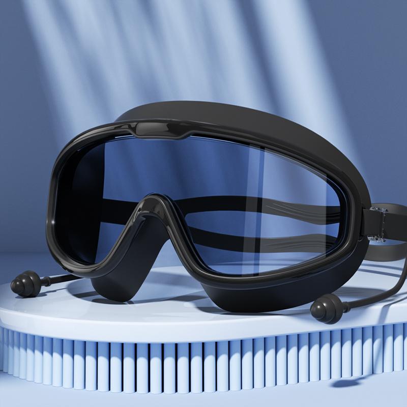 Swimming Goggles with Big Frame HD Lens and Anti-fog Waterproof Swim Goggles for Adults Shower Pool Use by Men Women