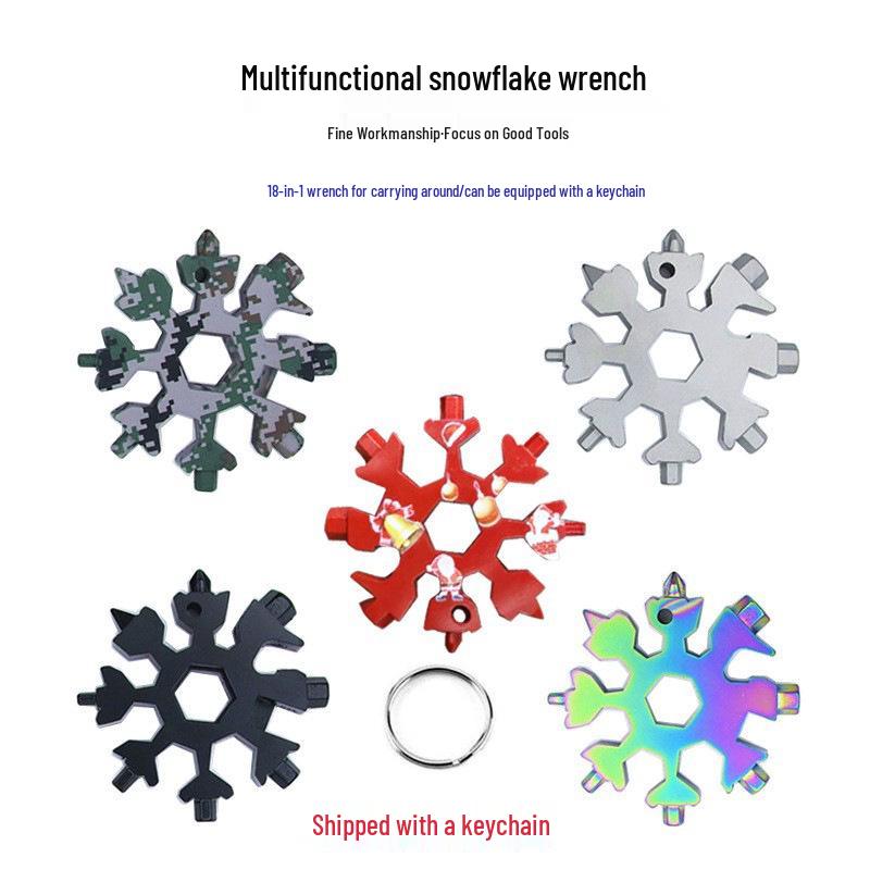 Portable Multifunctional Snowflake Wrench: Hex/Oct Connector, Universal Cutter, Lightweight EDC Tool