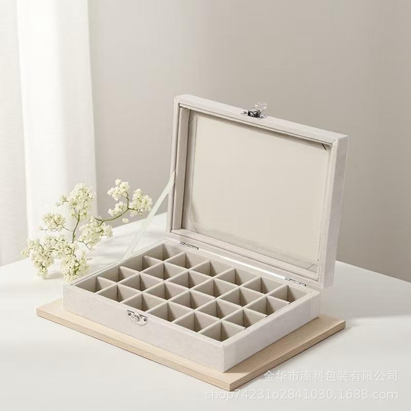 24-grid Large-capacity Jewelry Box, Flannelette Jewelry Box, Storage Box for Rings, Necklaces, Jewelry and Earrings