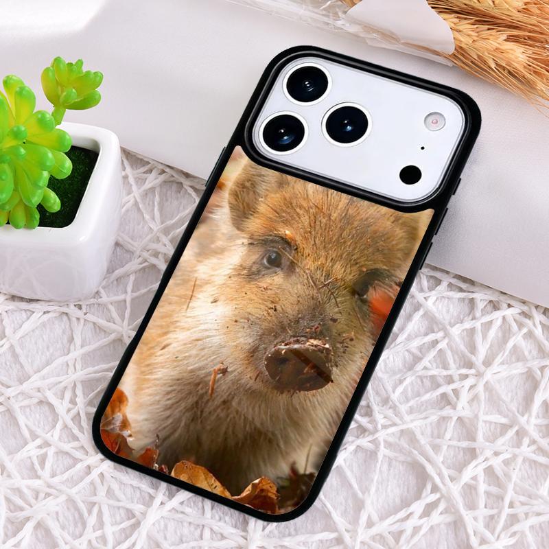 Cute Wild Boar Funny Cartoon Phone Case for iPhone 17 Air 16 15 11 12 14 13 Pro Max Shockproof Cover
