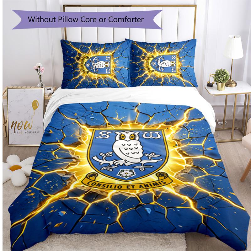 Sheffield Wednesday Football Printed 3 Pieces Bedding Set, Comfortable Skin Friendly Bedroom Duvet Cover Set