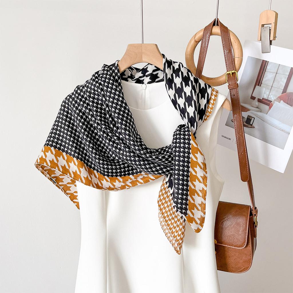 Summer thin 91 large square scarf women's splicing printing pattern versatile neck protection scarf with sunscreen shawl beach towel