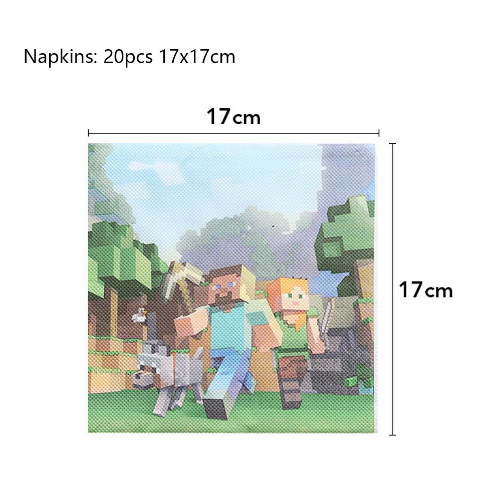 51pcs Miner Birthday Party Supplies Include Table Cloth, Plates, Napkins, Cups