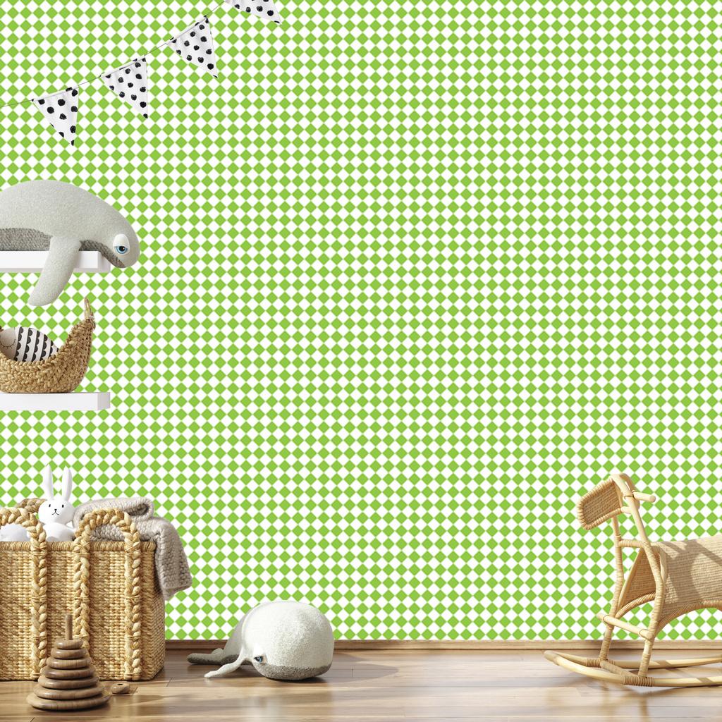 Geometric rhombus wallpaper lime and white for living room and bedroom 50x1000