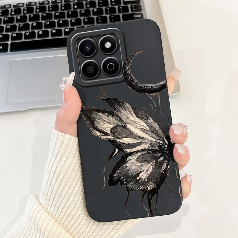 Shockproof Case For Honor X7c Cover HonorX7c 4G Funda Fashion Bowknot Marble Soft Liquid Silicone Cases For Honor 200 Smart Etui