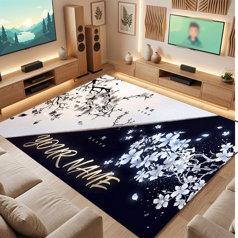 Abstract Personalized Theme Crystal Velvet Floor Rug Personalized Custom Name Text Warm Carpet Home Decoration