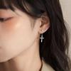 925 Sterling Silver Cross Diamond Stud Earrings for Women - High-End Cold Style