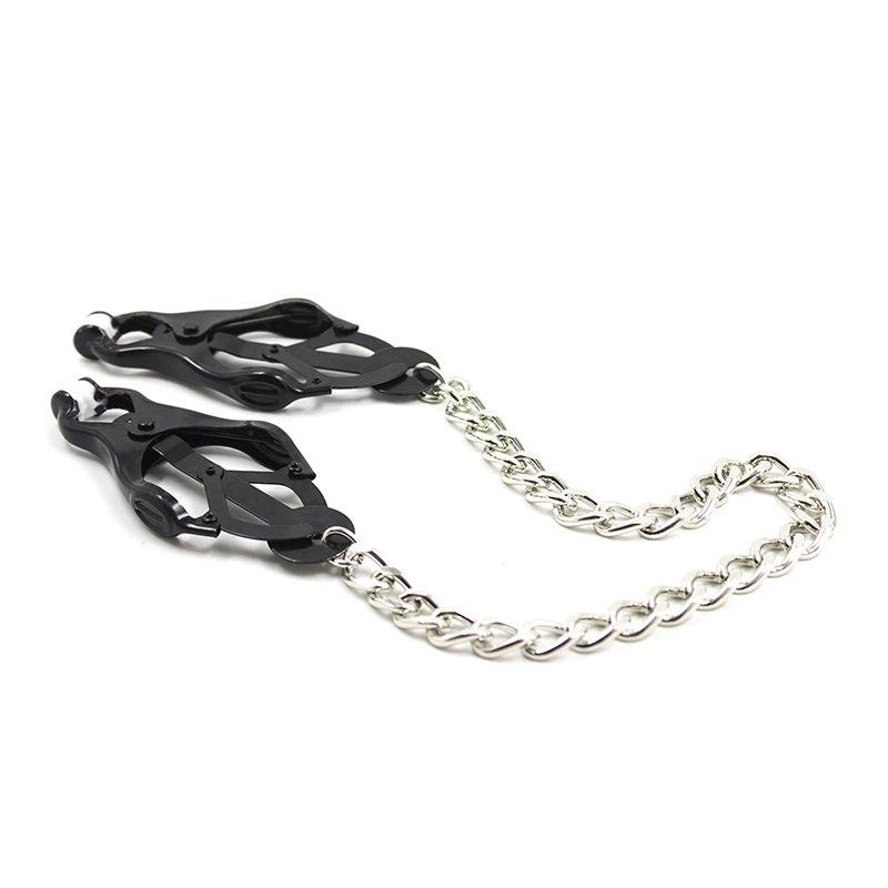 Erotic BDSM Unisex Metal Japanese Clover Style Body Nipple Clamps Brutal Bondage Restraint Dark Chain Sex Toy