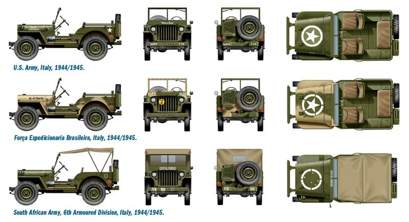 PLATZ Italeri 1/72 WWII American Willys Jeep (2-Vehicle Set) Plastic Model Kit IT7506 (Combat Vehicle)