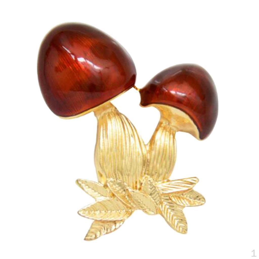 

Модная темно-красная эмалированная брошь из экологического сплава с грибами для женщин