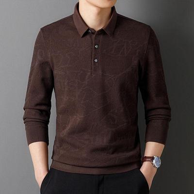 Nuove Magliette Polo da Uomo Primavera Manica Lunga Maglia Lavorata a Maglia Business Casual Autunno Alta Qualità
