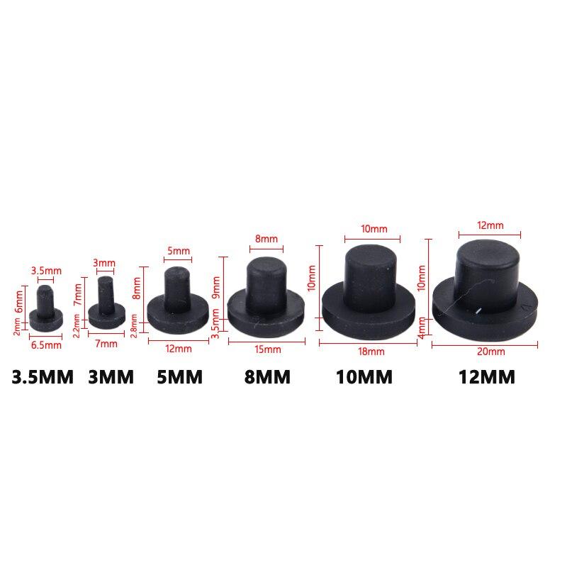 10Pcs Black Silicone Rubber Snap-on Hole Plug  3 3.5 5  8 to 12mm Blanking End Caps Seal Stopper