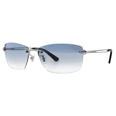 POLICE Sunglasses SPLG39J 579L 60 2023 Model WIND Two Point Borderless Square Titanium Frame Shiny Silver Lens Light Navy Gradation Men's Color