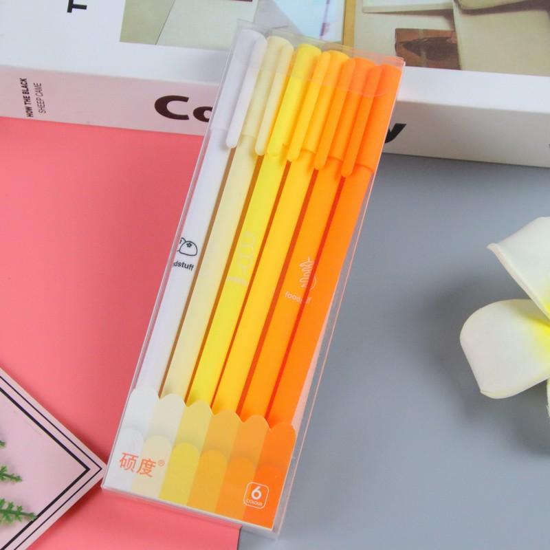 12pcs/box Simplicity Gel Pen Fashion Gradient Pen Solid Color 0.5mm Black Ink Gel Pen Lovely Stationery Pen Writing Supplies