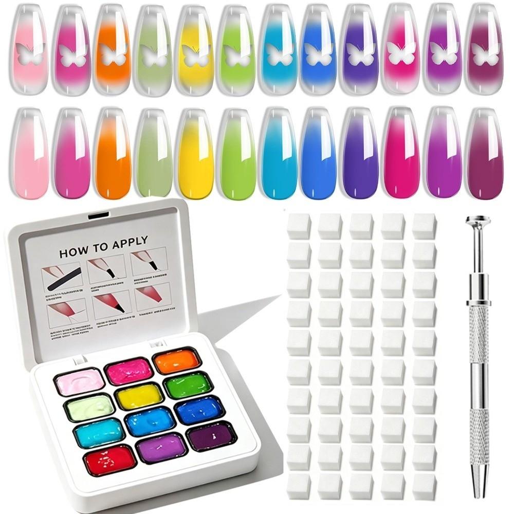 Sponge pentru Nail Art Foarte Saturat Gel cu Pigment Culoare 4/9/12 Culori pentru Unghii DIY Nail Art