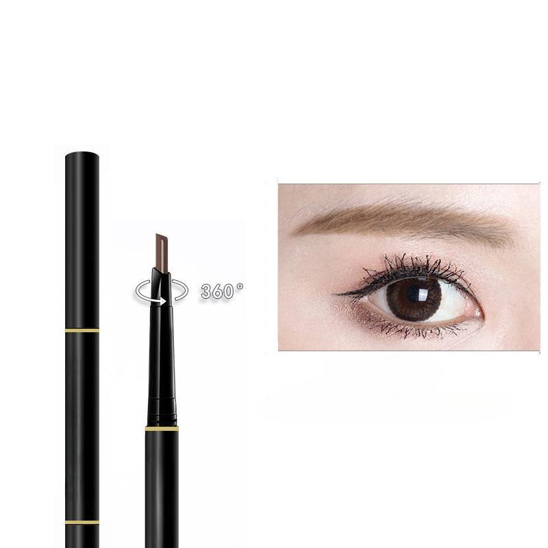 Double Head Automatic Rotating Eyebrow Pencil Waterproof Long Lasting Eyebrow Enhancer with Brow Brush Easy to Paint Makeup Tool