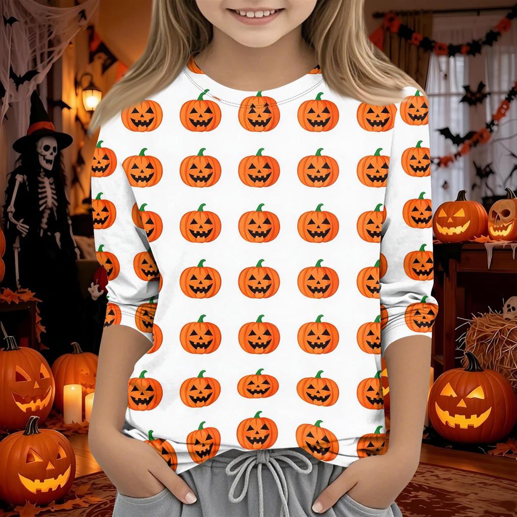 Kids Halloween 3/4 Sleeve T-Shirt for Boys and Girls