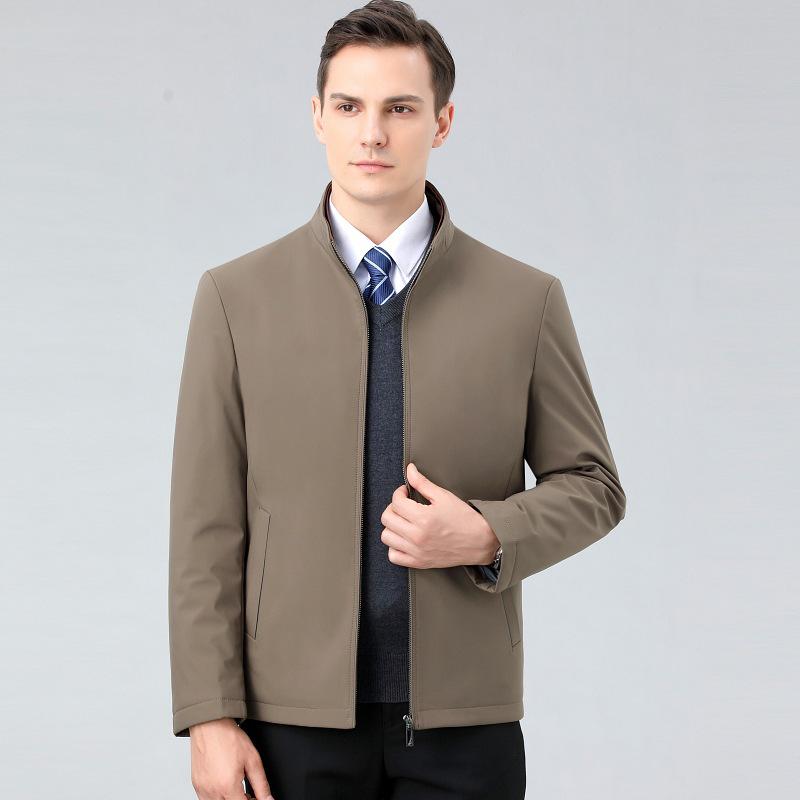 Men's Cotton Stand Collar Jacket - Business Casual, Mid-Age Dad Wear, 2024 Autumn/Winter, Loose Outerwear