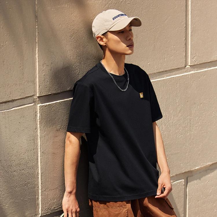 Li-Ning Sports Fashion Series Solid Color Casual Crew Neck Short Sleeve T-Shirt Unisex Tops Black AHST561-2