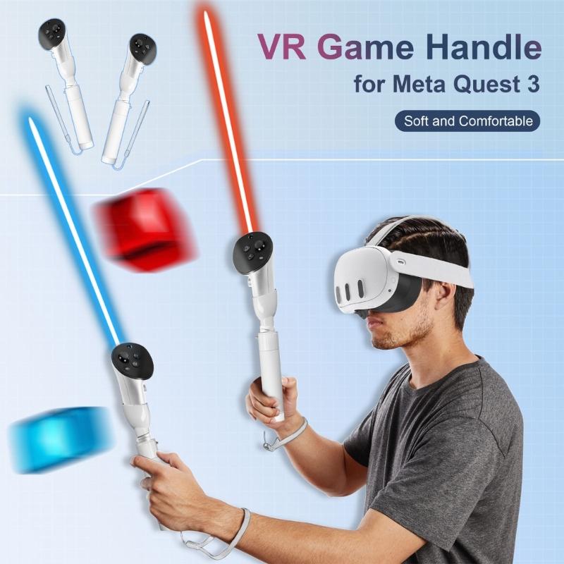 Handle Attachments for Meta Quest 3 VR Controller Accessories, VR Gorilla Tag Long Arms Beat Saber Extension Grips