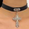 Y2K Spicy Sweet Girl Leather Choker: Cross Ultra-Short, Heavy-Duty Chain Collar