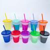 10pcs Per Set Temperature Sensitive 10-Color Changing Cup 16oz Straw Cup Changes Color When Cold Reusable