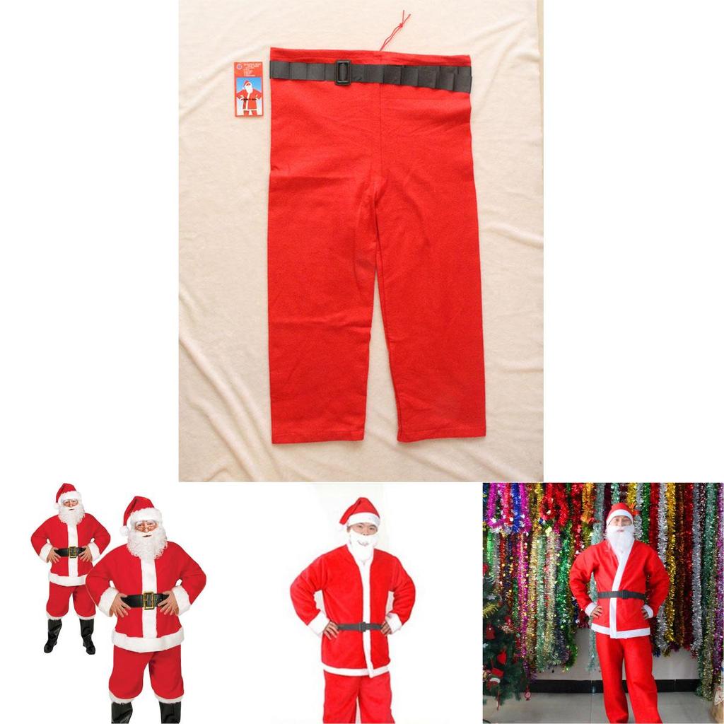 Tradiční pánský kostým Santa Clause s plnovousem, páskem a čepicí v klasické červené a bílé