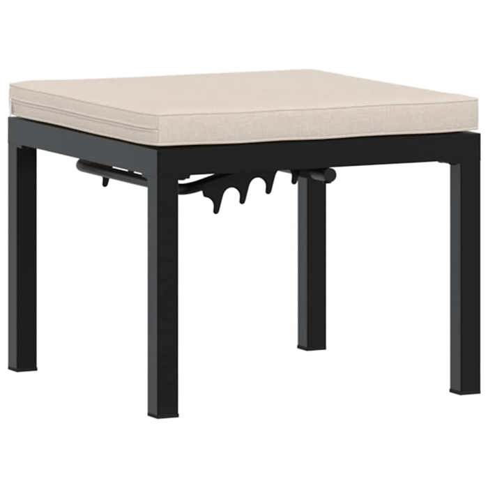 VidaXL Tabouret de jardin avec coussin noir acier enduit de poudre, siège de jardin, tabouret d'extérieur, siège cube, siège 4008564