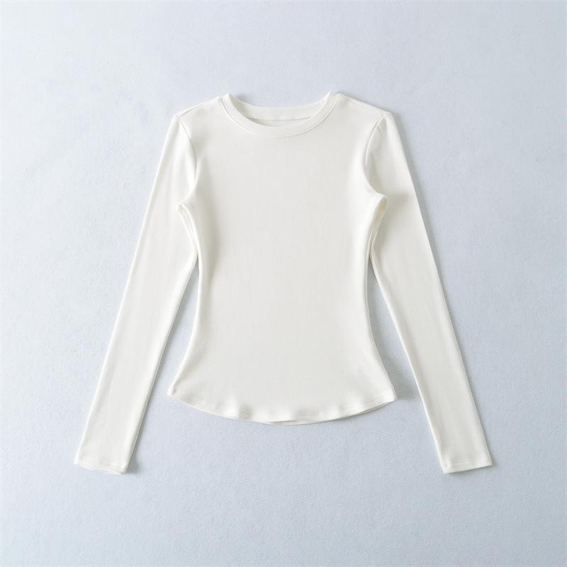 Spicy Girl Versatile Long-Sleeve Women's T-Shirt - Spring/Autumn, Comfortable Base Layer, Round Neck, Slim Fit