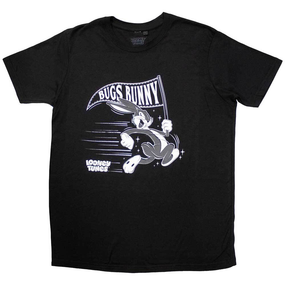 Looney Tunes Retro Bugs Flag T-Shirt Black New Unisex T-Shirt M