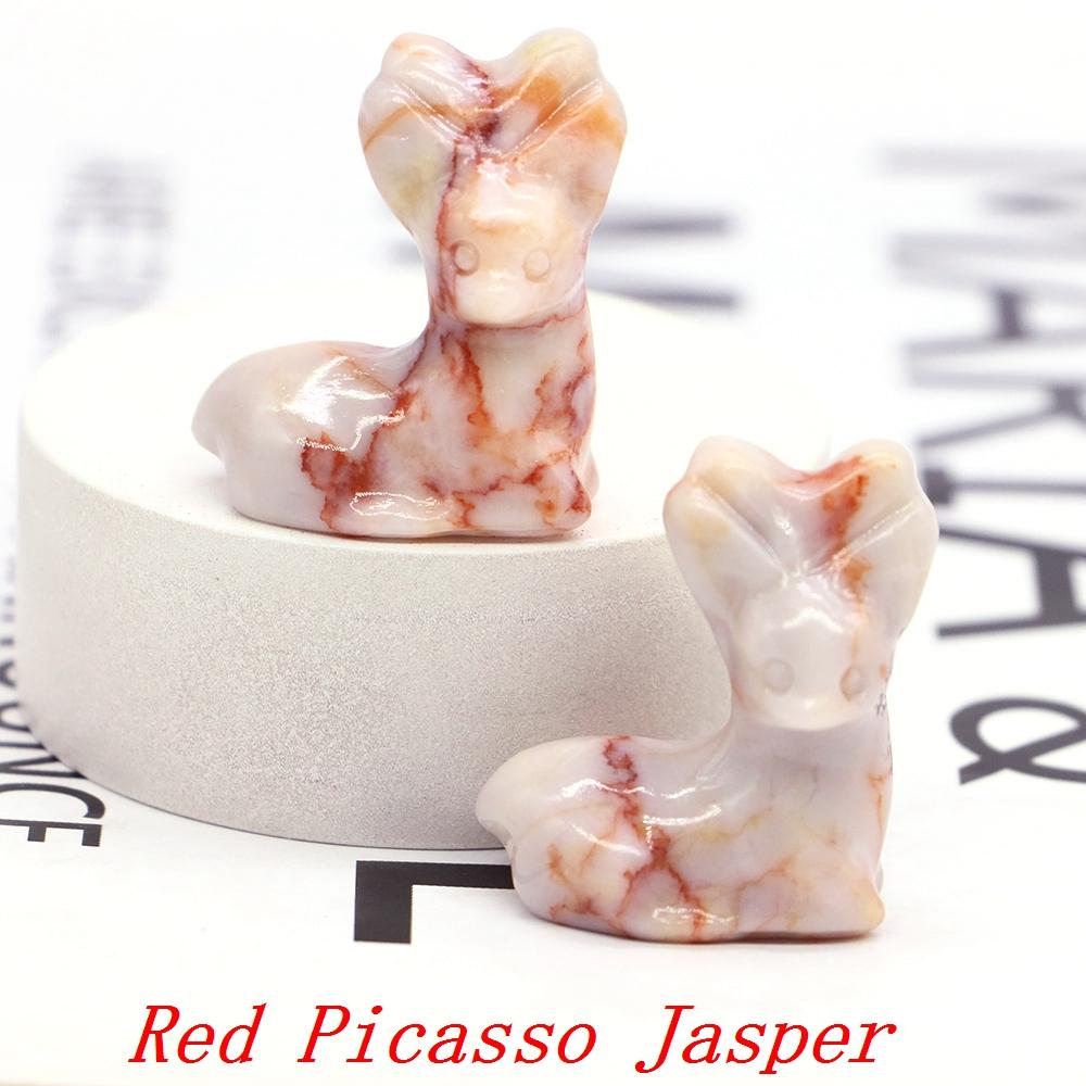 Deer Statue Natural Stone Carved Crystal Reiki Healing Animal Figurines Gemstone Crafts Home Gem Decoration Gifts  1.2"