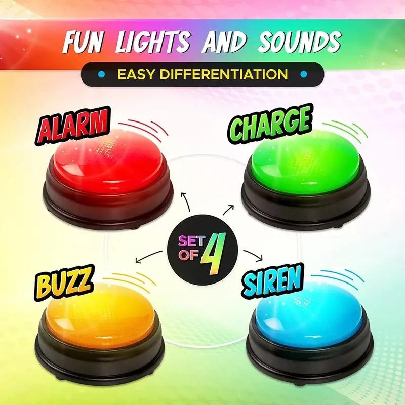 4pcs Answer Buzzers for Kids Adults Family Game Interactive Game Show Buzzer with Lights Sounds for Friends Fun Party Games