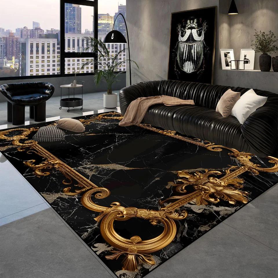 

Роскошные Черные Золотые Ковры Ретро Европейский Ковер для Гостиной Ковер для Холла Отеля Зона Дивана Напольный Коврик Коридор Комната Дверной Проем Большие Ковры 60*90cm