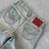 Straight Jeans Distressed Men Jean Ripped Washed Denim Pants Ankle Length Loose Solid Zipper Pockets Casual