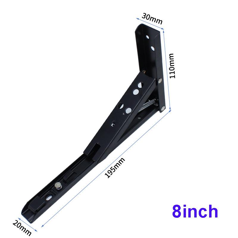 2 Pack 8-20Inch Black Triangle Folding Bracket Adjustable Wall Mounted Durable Shelf Bracket DIY Home Table Bench F-8 inch