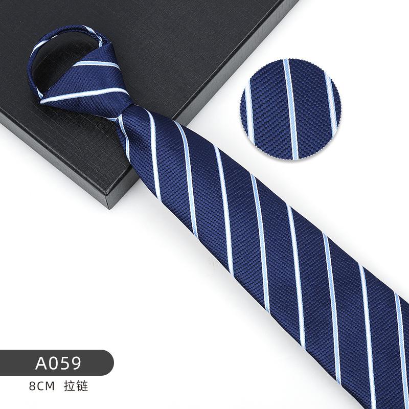 Business Blue Formal Tie Zipper Groom Wedding Korean Version Narrow Lazy Without Striped Bow Tie Plaid