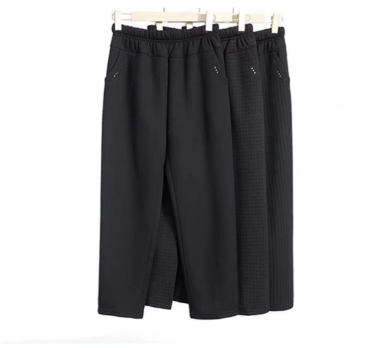 Pantalon Velours Doublé Taille Haute Élastique pour Femmes - Épais, Coupe Ample, Parfait pour les Femmes d'Âge Moyen et les Personnes Âgées