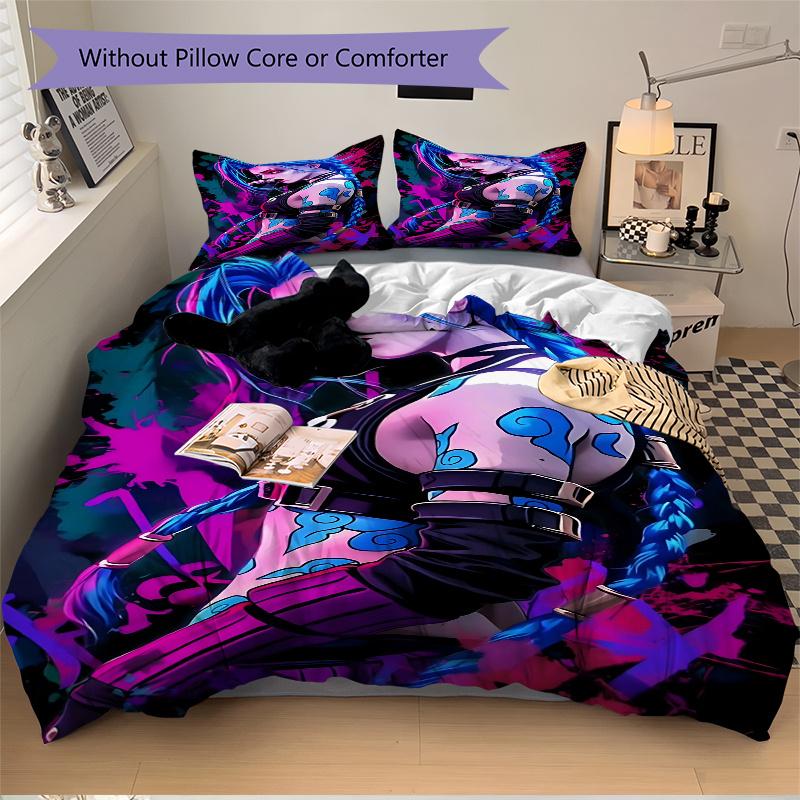 3pcs Jinx Home Decor Bedding Set-Universal Three-Piece Suit for Bedroom, Guest Room, Living Room, Hotel-Perfect Gift for Fans, Travelers, Da
