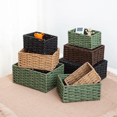 Woven Rattan Storage Basket Natural Unlined Organizer for Coffee Table Snacks Cosmetics Home Decor