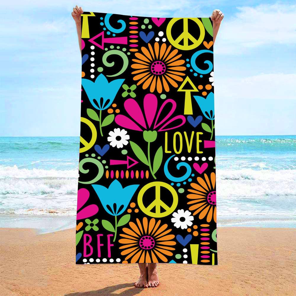 Active Beach Towel 70 * 140 Collection, Microfiber Printed Beach Towel, Absorbent Towel 70 * 140cm 230g