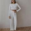 European & American Autumn/Winter Cotton Blend Knit Long Sleeve & Pants Set