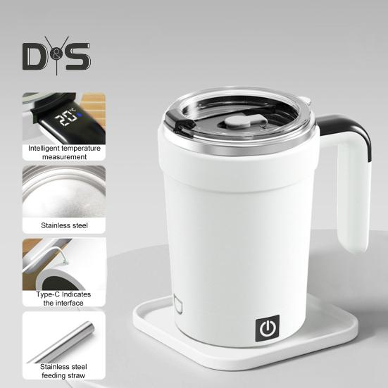 Automatischer Rührbecher 380ml Elektrischer Magnetrührer Edelstahl Kaffeetasse LED-Anzeige Isolierter Reisebecher Milchshake-Maker