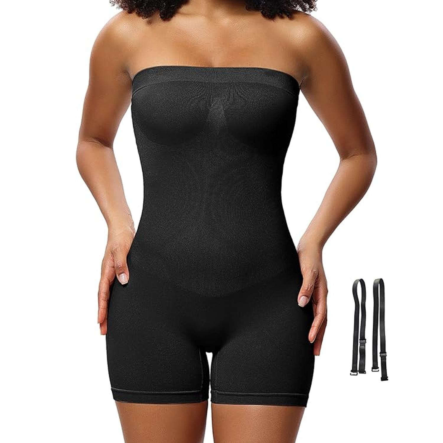 

Корректирующее белье без бретелек, боди для женщин, корректирующее утягивающее боди для всего тела, под платьями, бесшовный корсет, подтягивающий ягодицы, корректирующее белье XXXL чёрный
